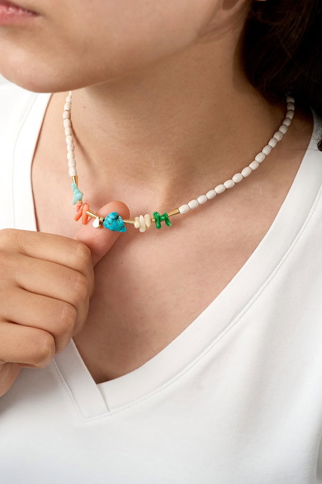 Heliophilia Silver Collar de Metal Multicolor con Diseño de Cuentas